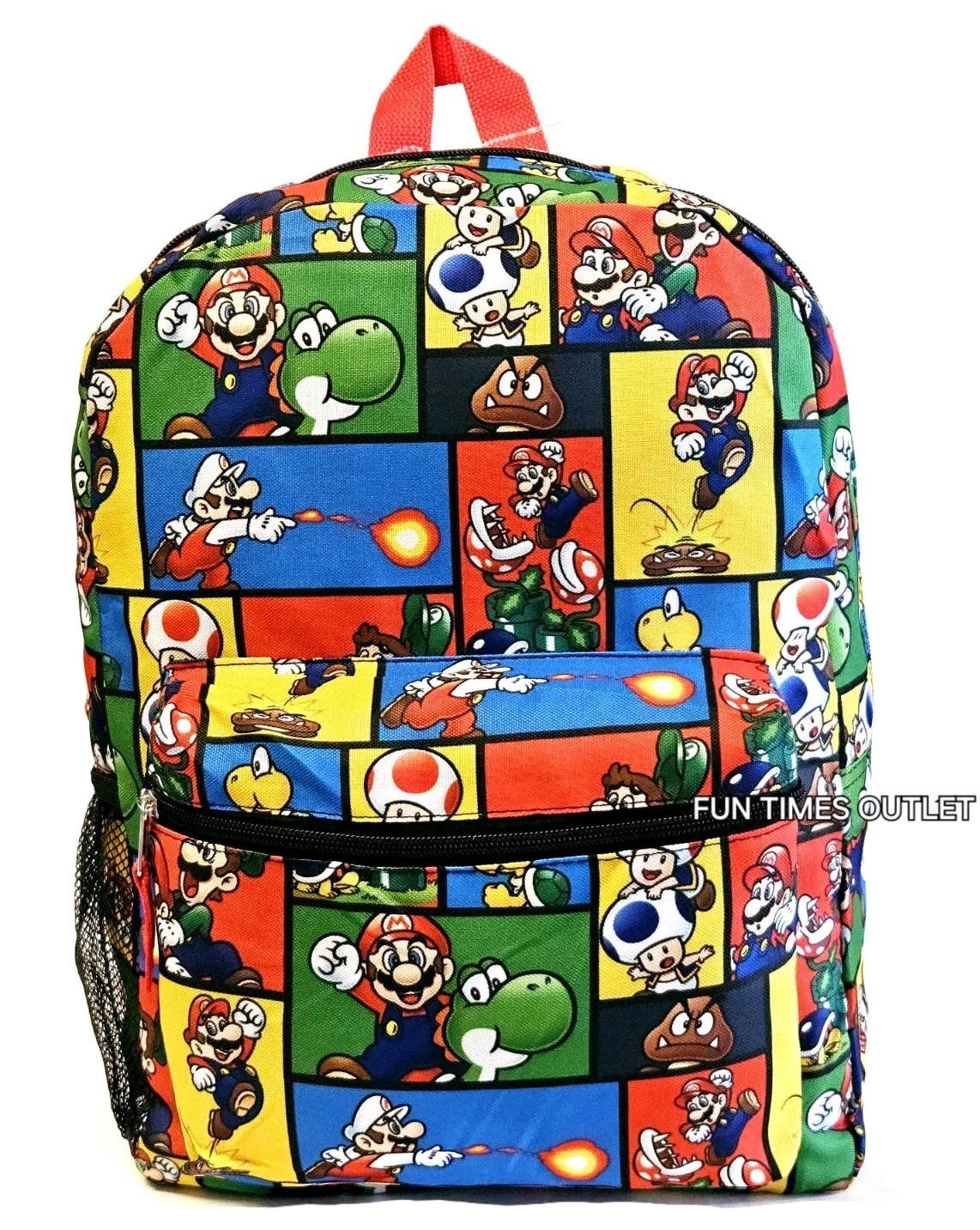 Nintendo Super Mario Bros Large 16″ Backpack School Luigi Yoshi Travel Bag