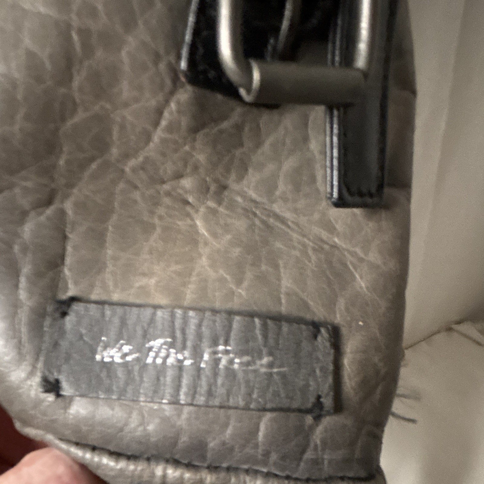 Le Tanneur Gray Solid Backpack Drawstring & Buckle Closure Adjustable Strap