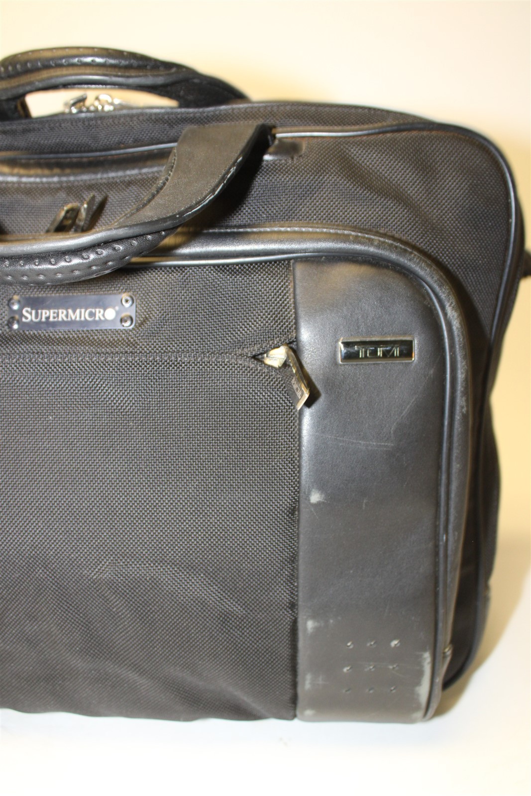 Tumi x Supermicro Alpha Ballistic Black Canvas Leather Travel Messenger Bag
