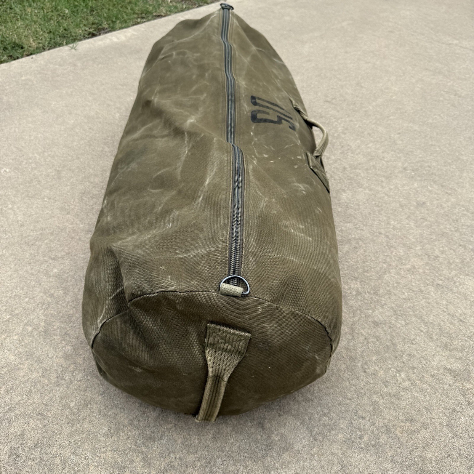 Large Duffle Bag Heavy Duty Cotton Canvas Military Army 36” 3 Handles Distressed