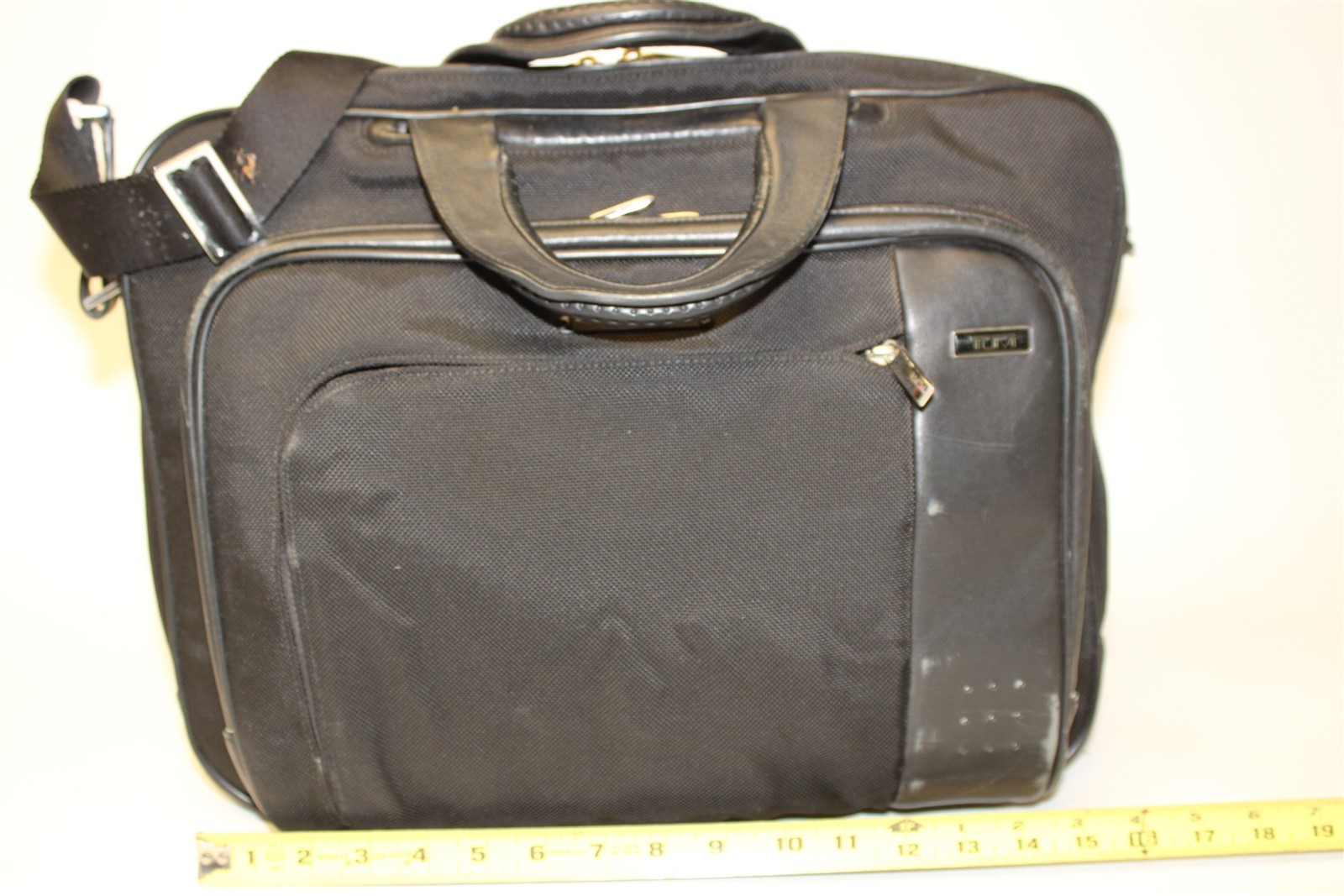 Tumi x Supermicro Alpha Ballistic Black Canvas Leather Travel Messenger Bag