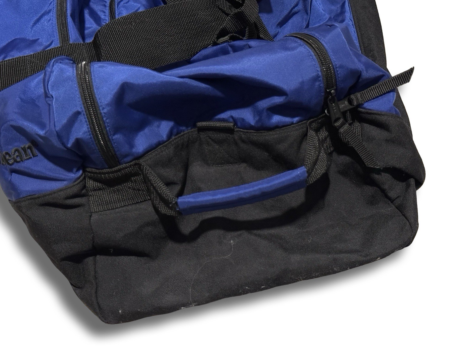 LL Bean Duffle Bag Medium Adventure Royal Blue/Black Travel Gym Nylon 05382 VTG