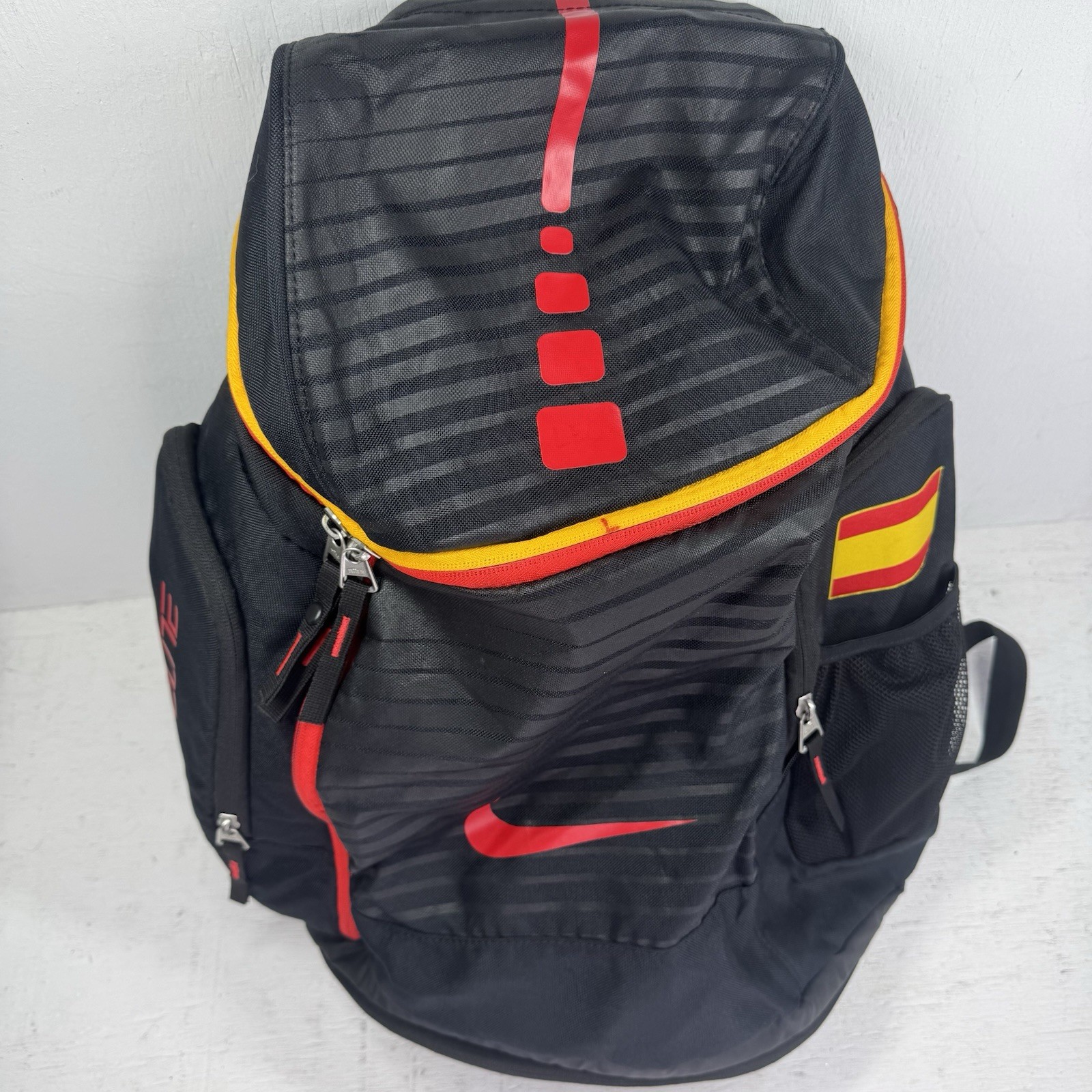 Nike Hoops Elite Max Air Tri-Zip Backpack Black With Spain Colors And Flag