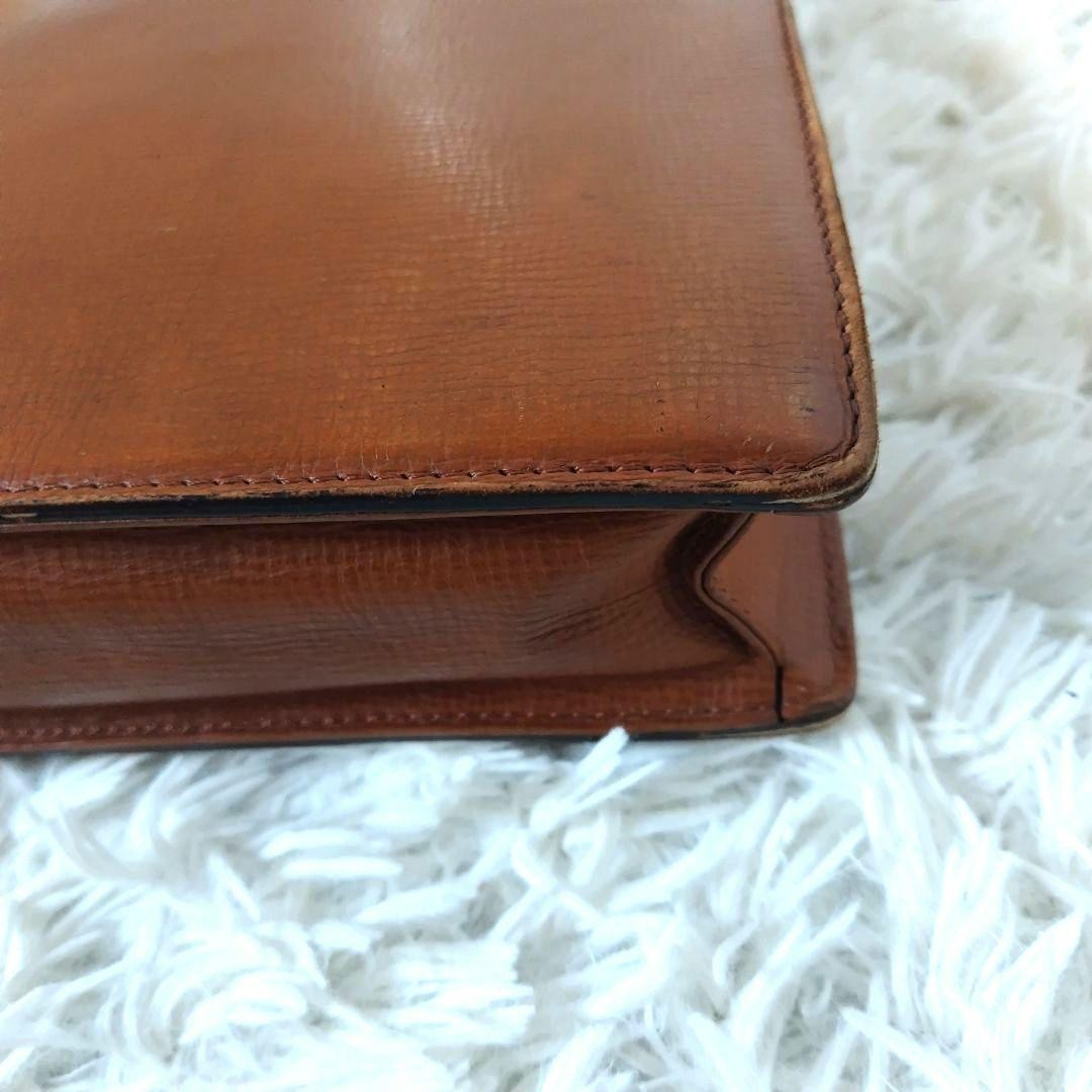 Authentic Burberrys Men’s Leather Business Briefcase 42cm Brown Gold Hardware