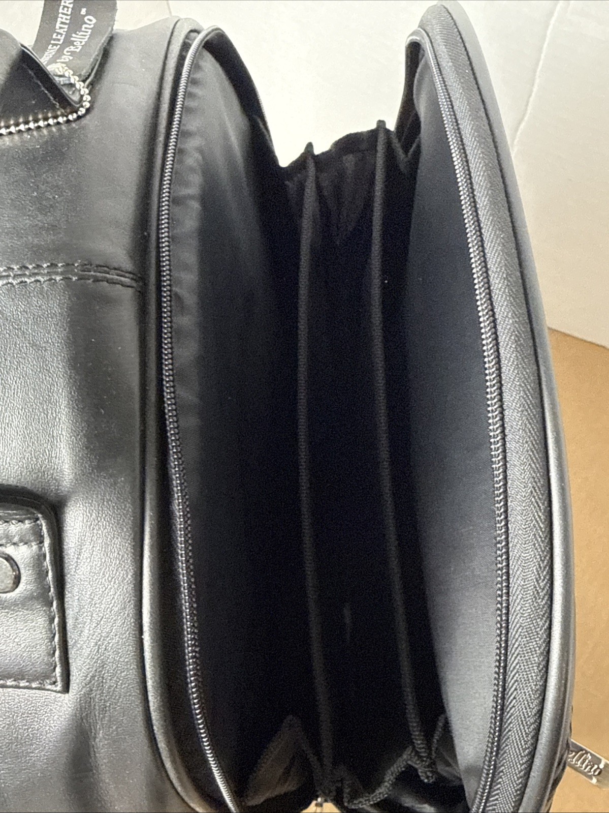 BELLINO Black Genuine Leather Backpack Laptop Travel Business Bag 17” x 13”