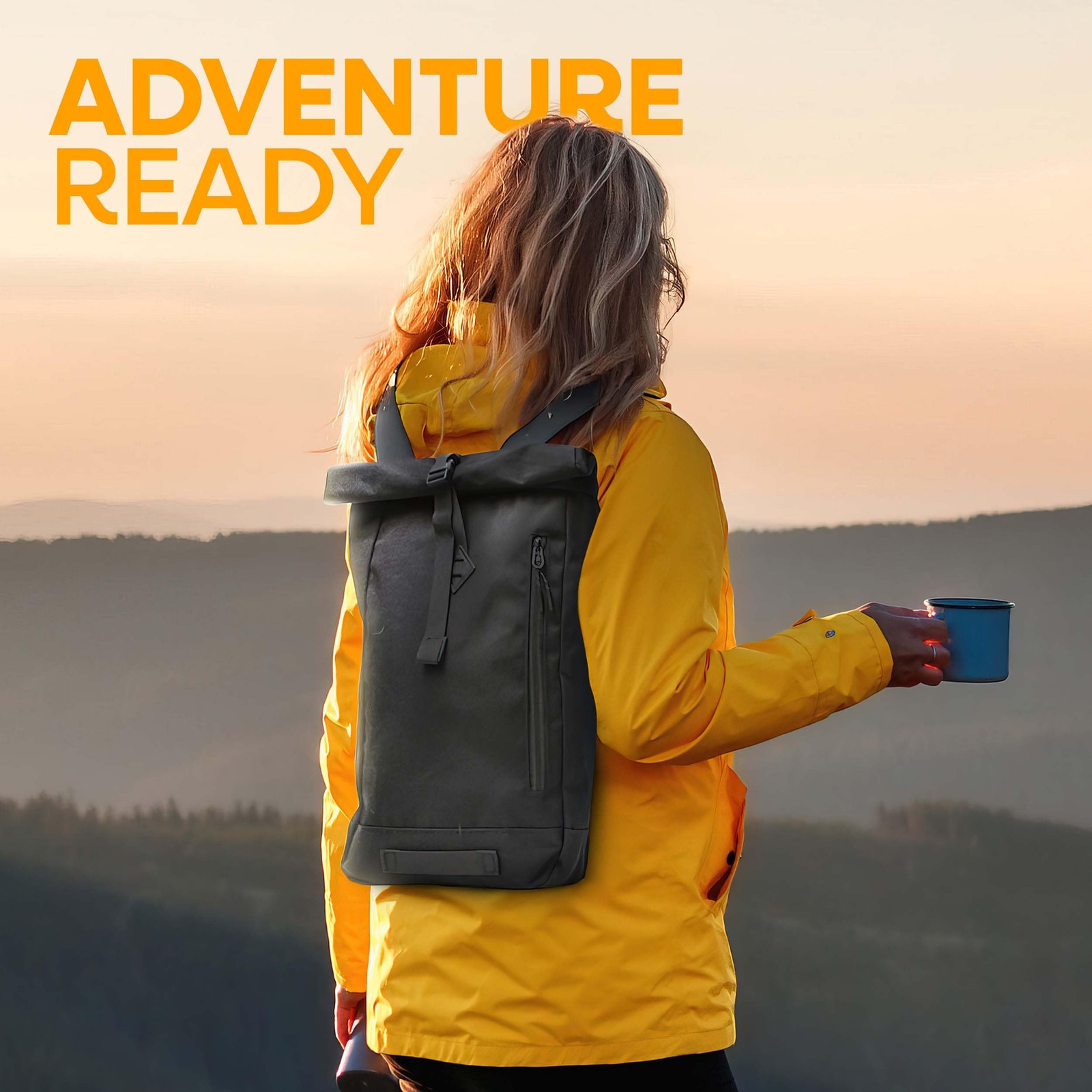 Navy Rolltop Backpack – 15x10x3.5 In Adventure-Ready Roll Top Backpacks in Wa…