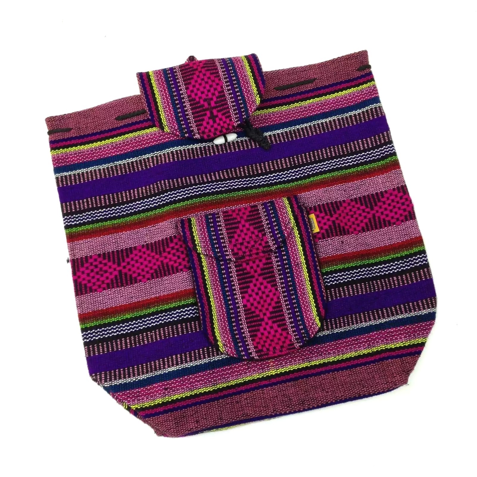 Authentic RASTA Bag Beach Hippie Baja Ethnic Backpack Made in Mexico Colorful 08