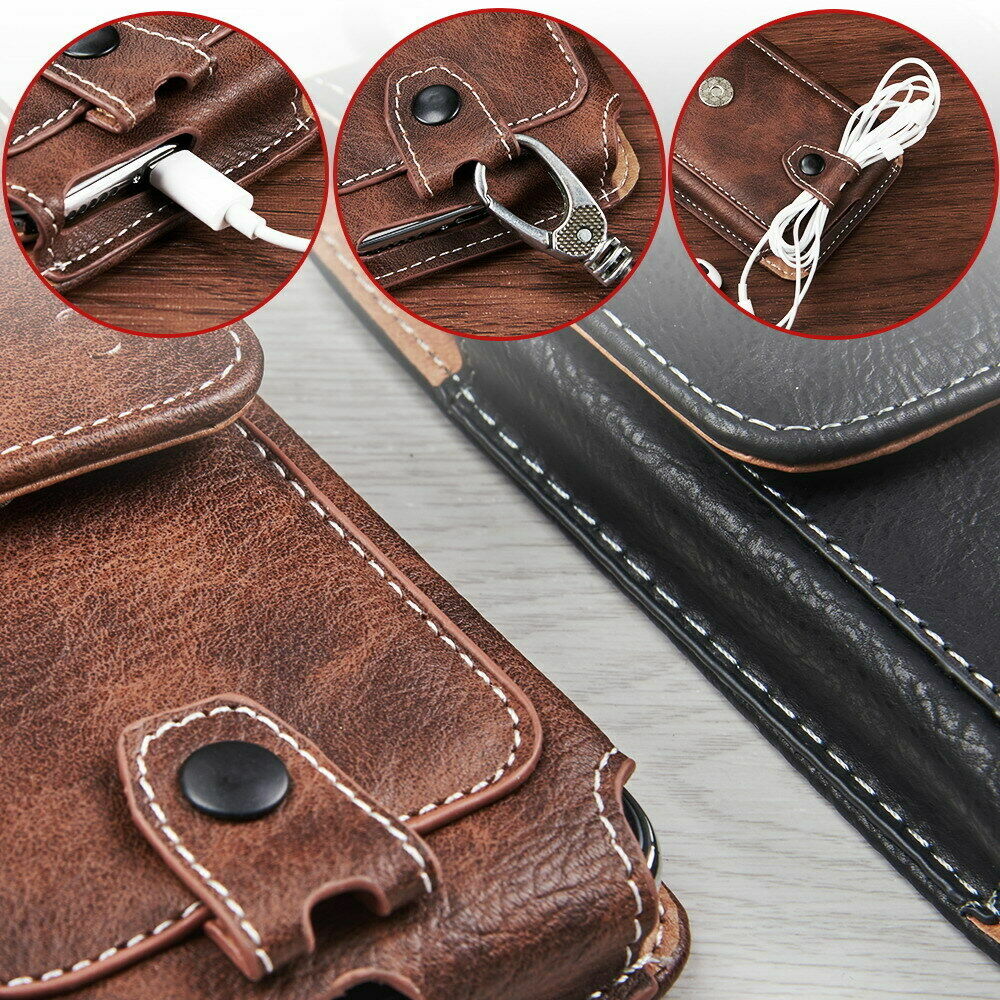Cell Phone Case Pouch Holster w/ Belt Loop Metal Clip for Universal Smartphones