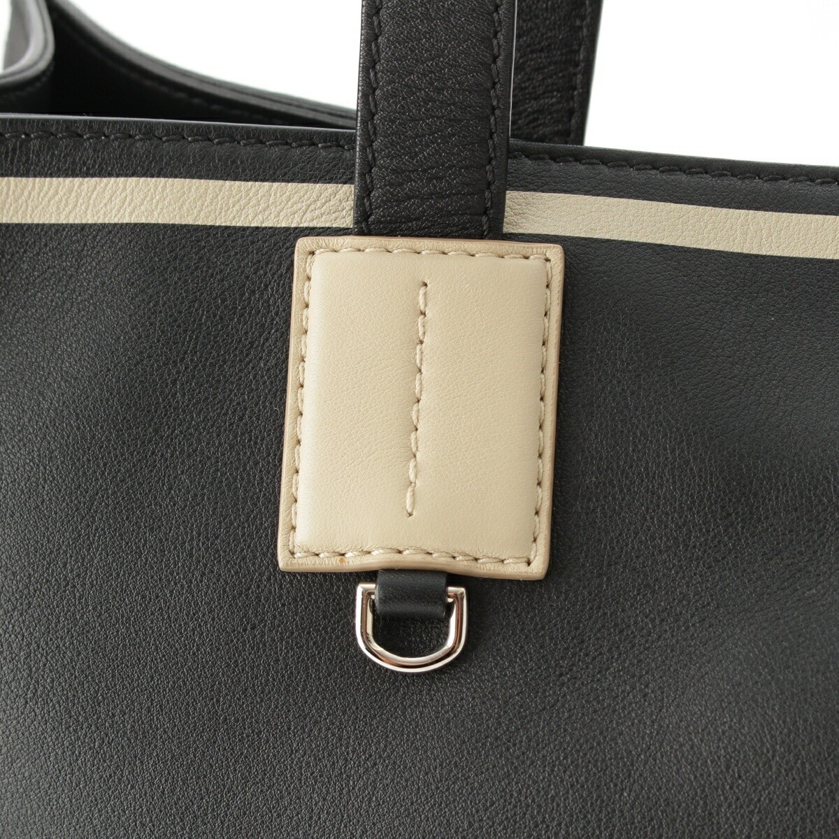 BALLY Crystalia Tote Shoulder Bag Black Leather 38x38x13cm pre-owned