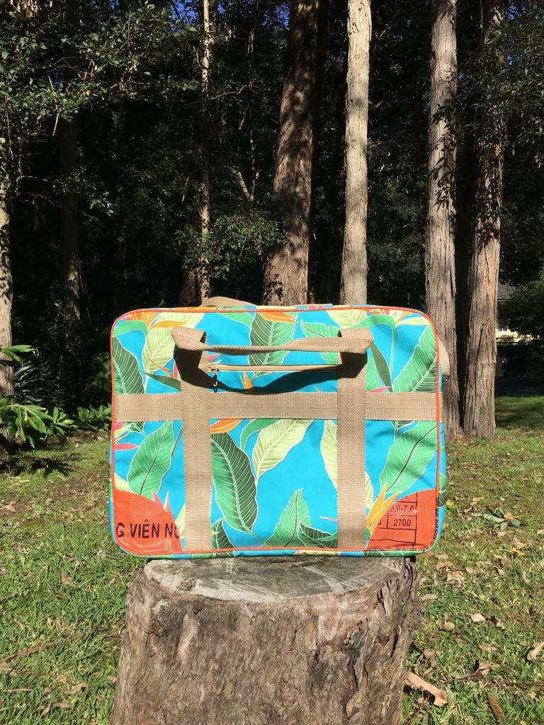 Hawaiian Fabric Travel Bags handmade in Cambodia Fair Trade