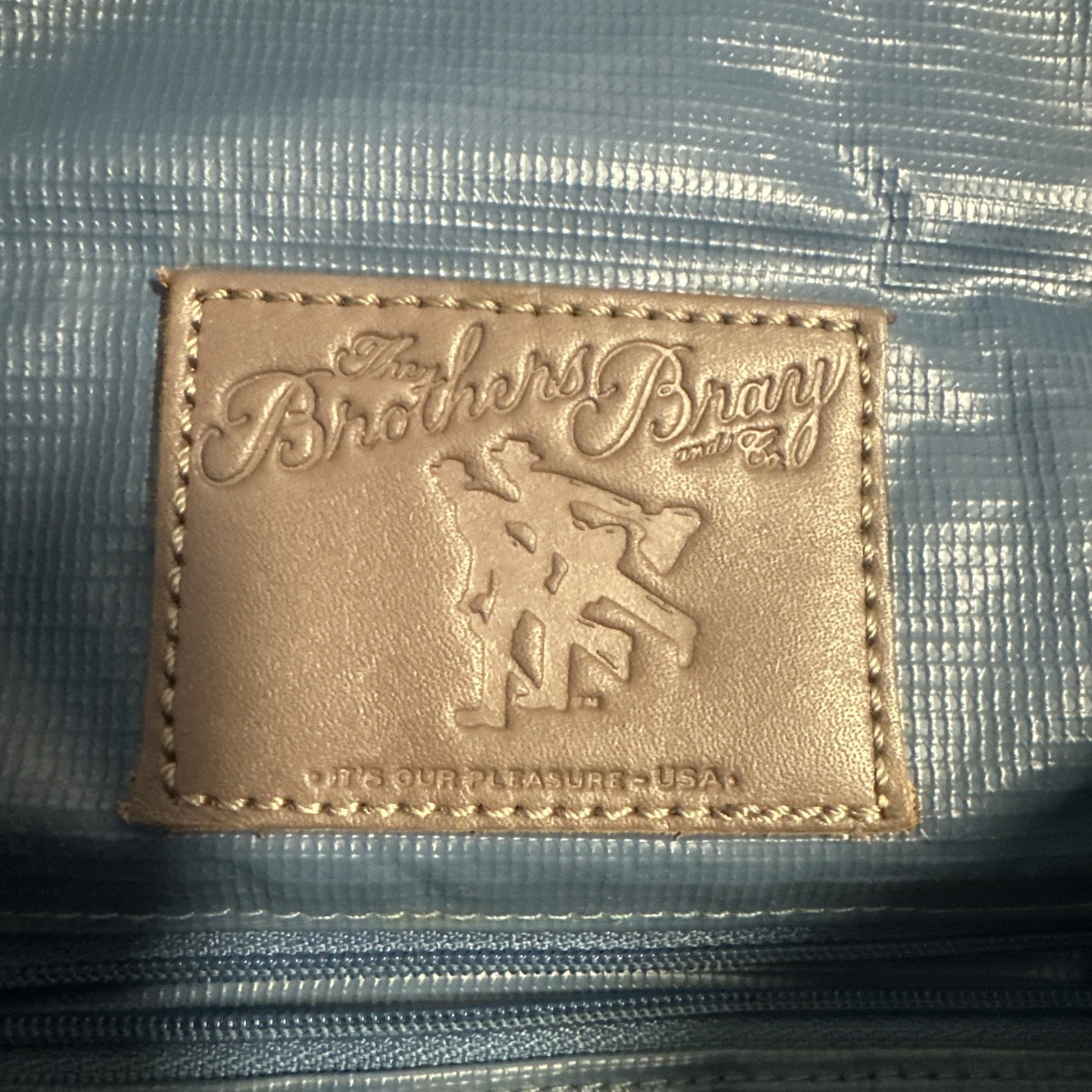 The Brothers Bray Billykirk Backpack Cotton Olive Tan Leather Trim Vinyl Liner