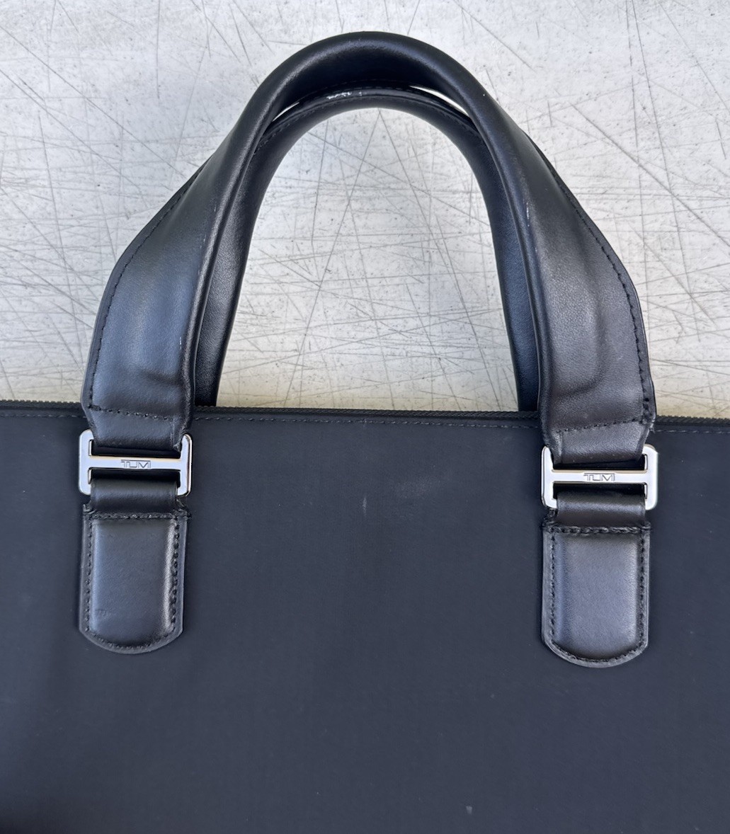 TUMI Harrison Seneca Slim Briefcase Black Nylon Leather Laptop Bag 66000D