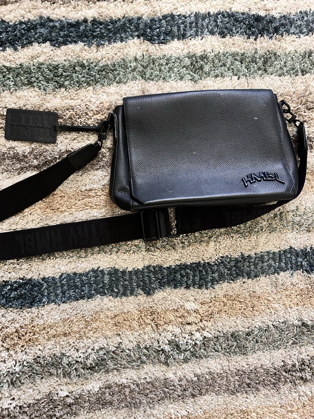 HMBL Black Small Crossbody Bag Zip Closure Adjustable Shoulder Strap