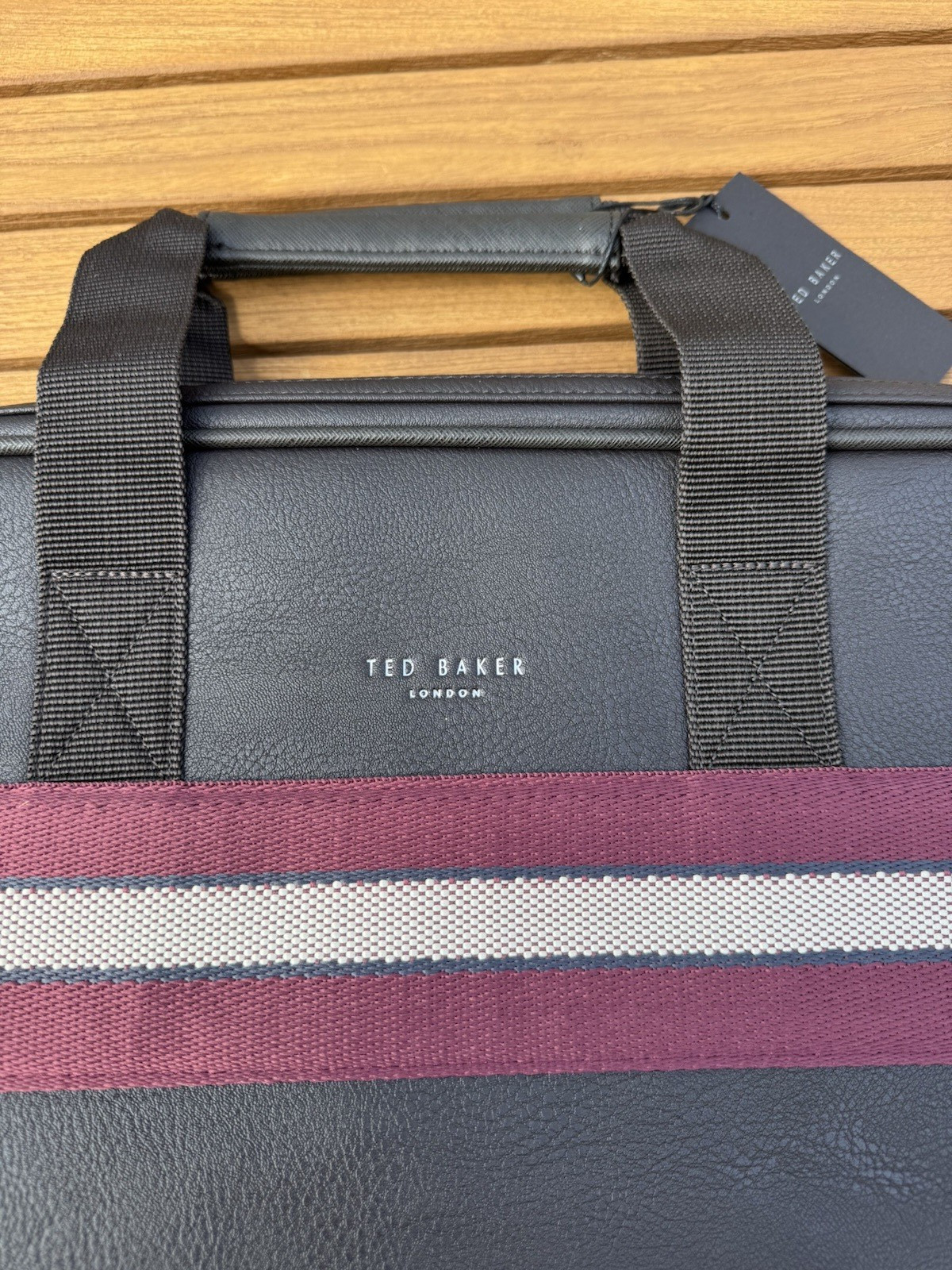 NWT ted baker Nevver striped PU leather document bag New With Tags Designer