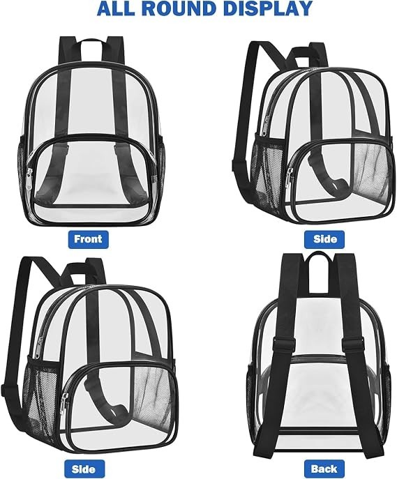 Clear Backpack 12x6x12 Stadium Approved PVC Concert Travel School Transparent Ba