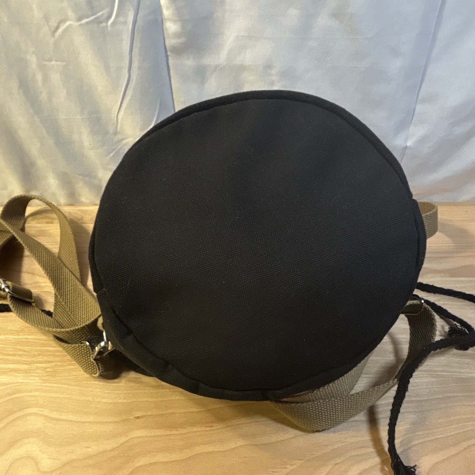 Men’s Black Drawstring Quality Canvas Bag Small Adjustable Strap Dollar Sign
