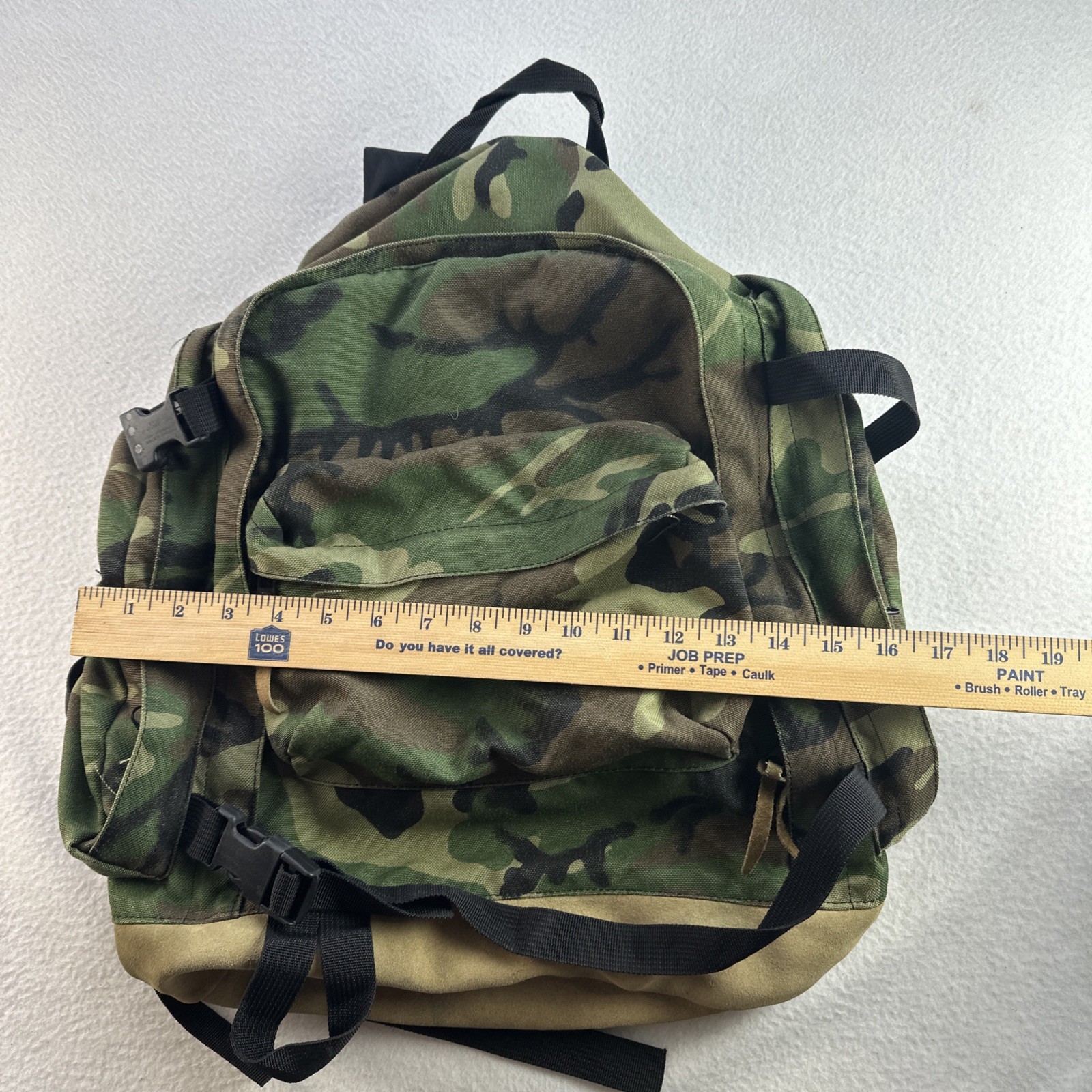 Fieldline Backpack Mens Canvas Adjustable Strap Woodland Camouflage Made in USA