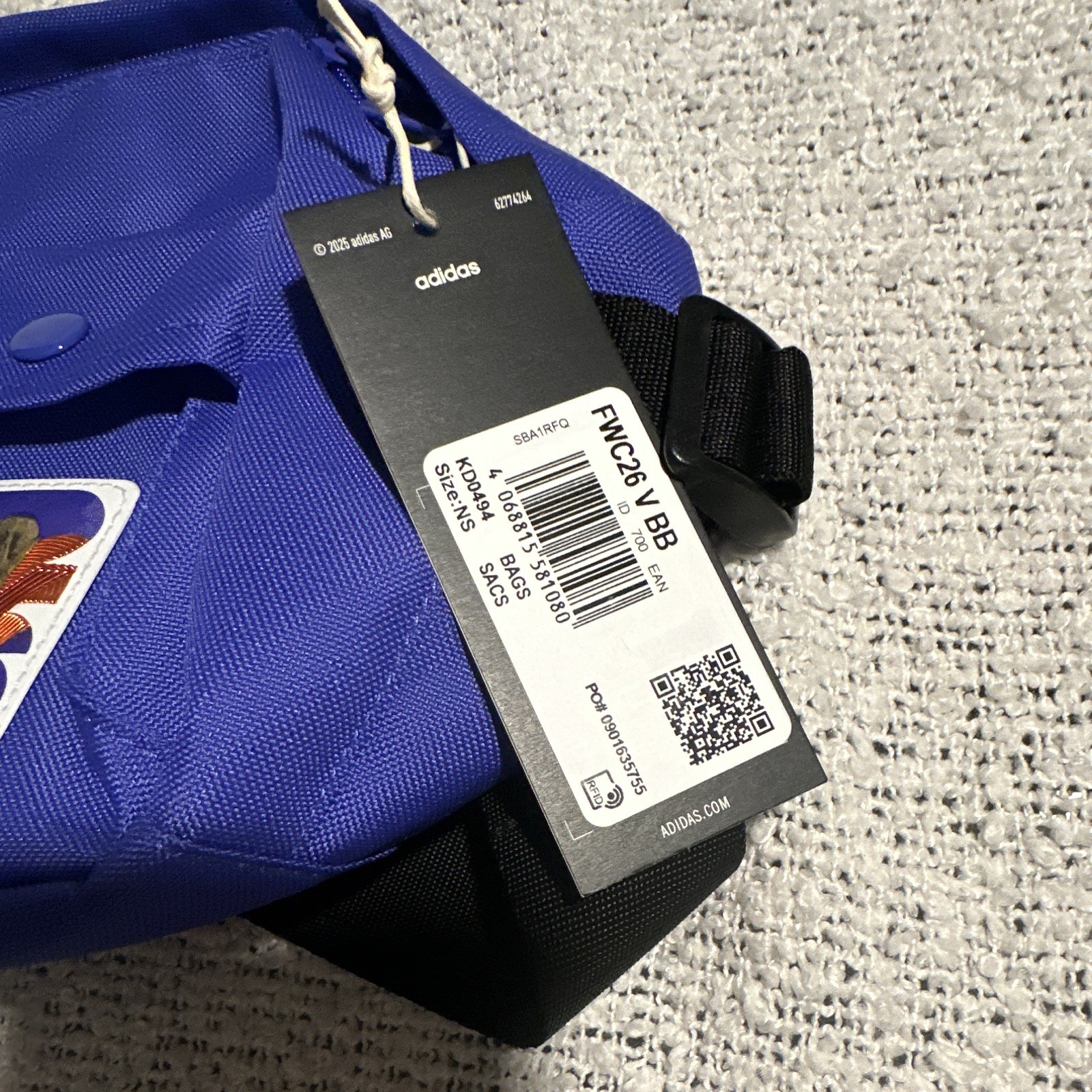 adidas FIFA Volunteer Blue Belt Bag Fanny Pack Adjustable Strap Zip Pockets