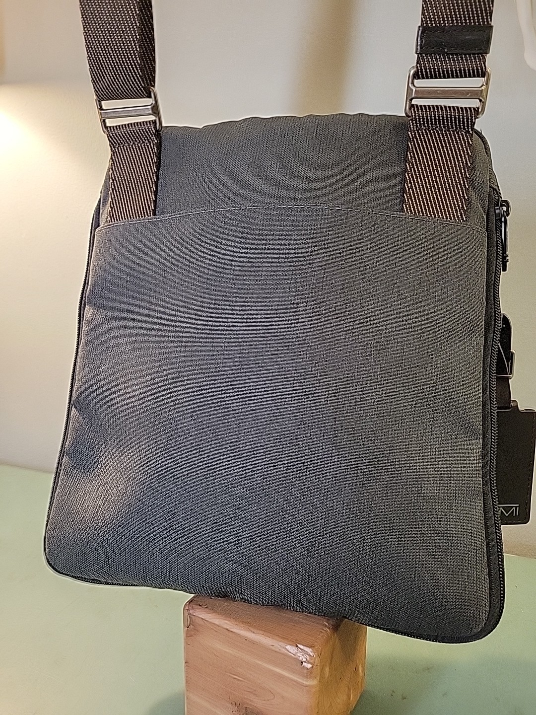 TUMI Alpha Bravo Crossbody Shoulder Bag Gray Brown Zip Flap 222304AT2