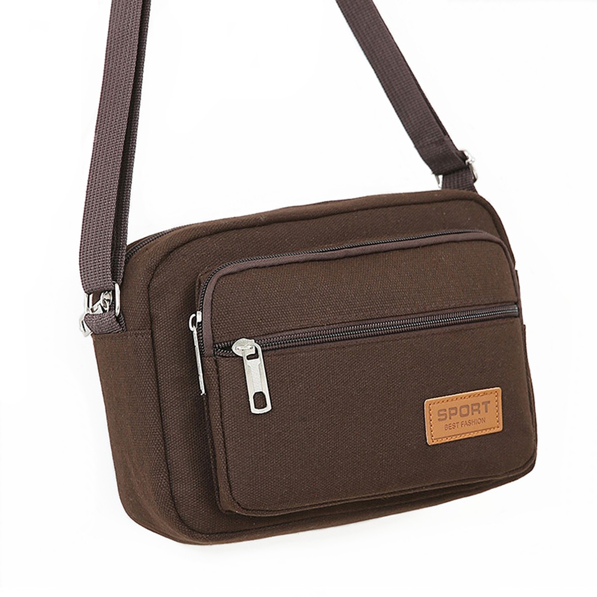 Men’s Shoulder Bag Casual Crossbody Bag Canvas Fabric Multi Pocket Design