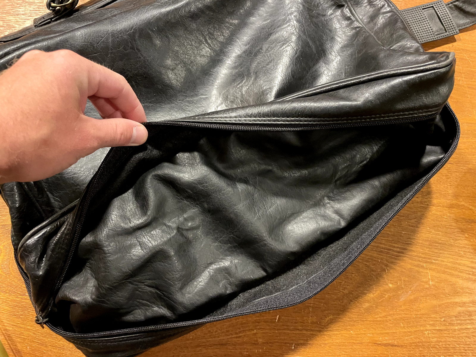 Black Caterpillar Leather Bag