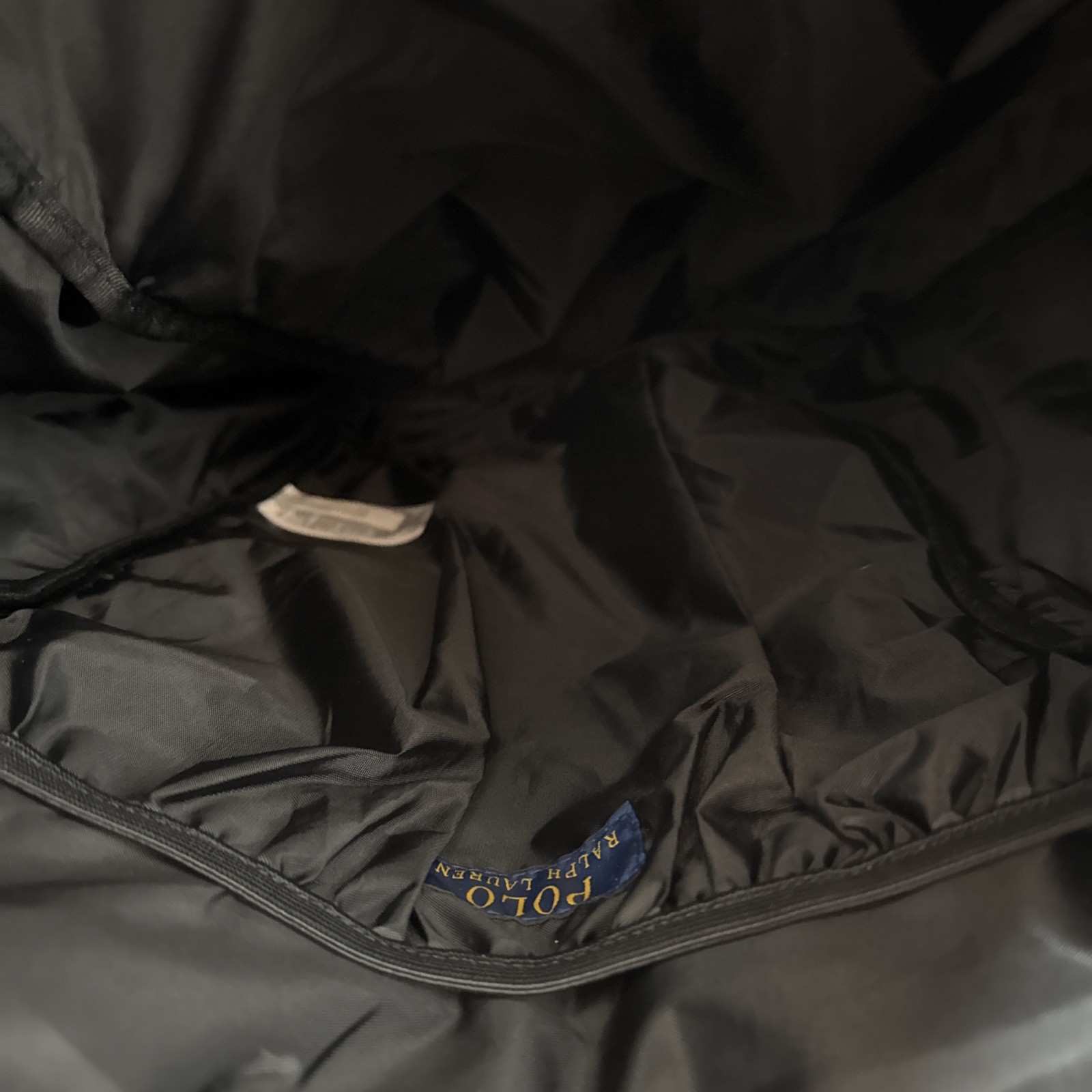 Polo Ralph Lauren Preppy Backpack Black Drawstring Flap School Travel Bag