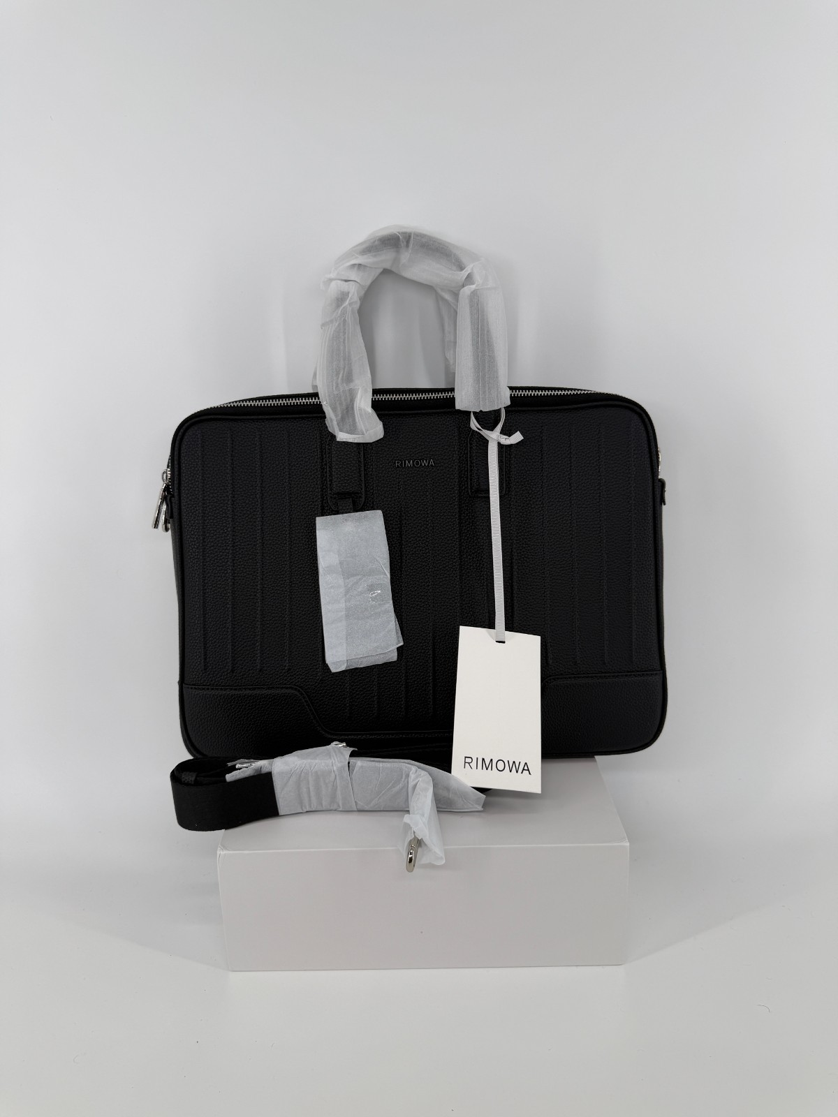 RIMOWA Never Still Leather Briefcase, Black, $1,790 Retail