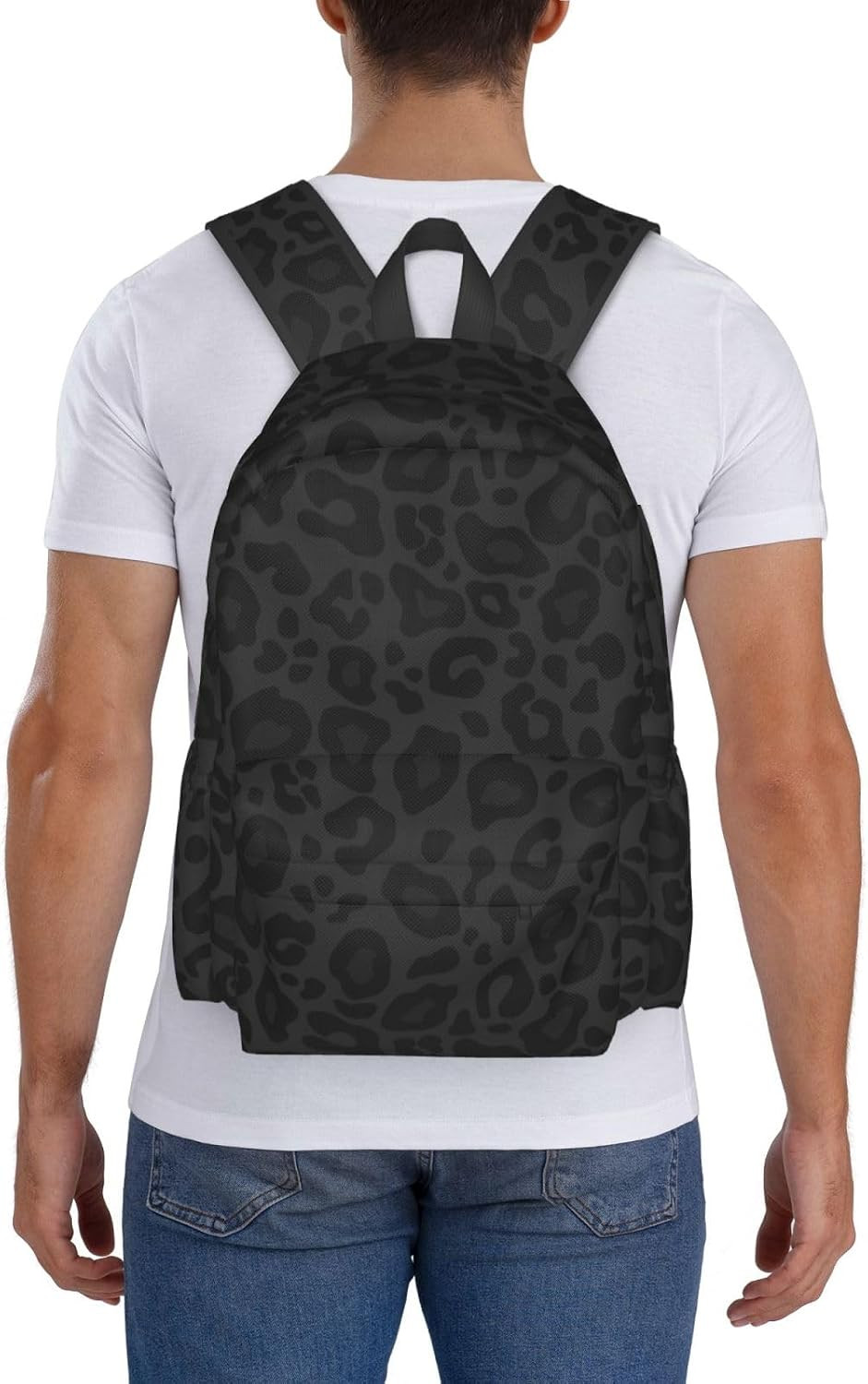 Black Leopard Print Laptop Backpack for Men Women, Cheetah Lightweight Daypack B