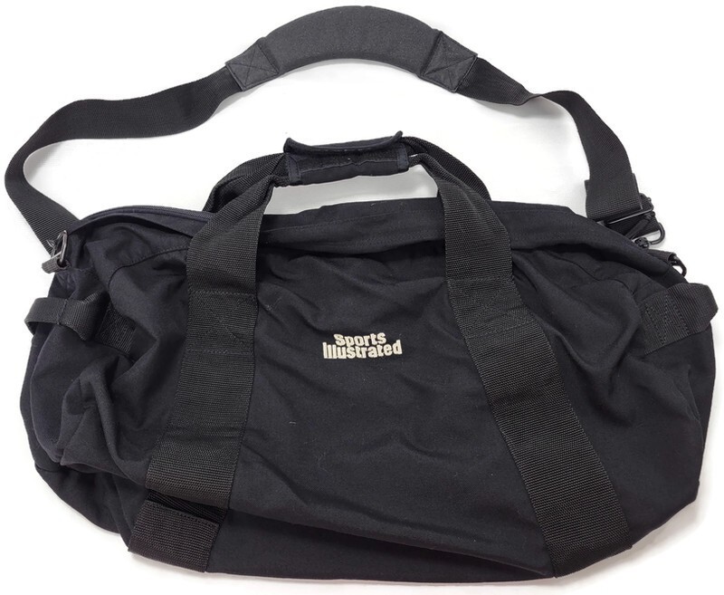 90s Eddie Bauer Sports Illustrated Spell Out Black Nylon Duffel Bag USA Large