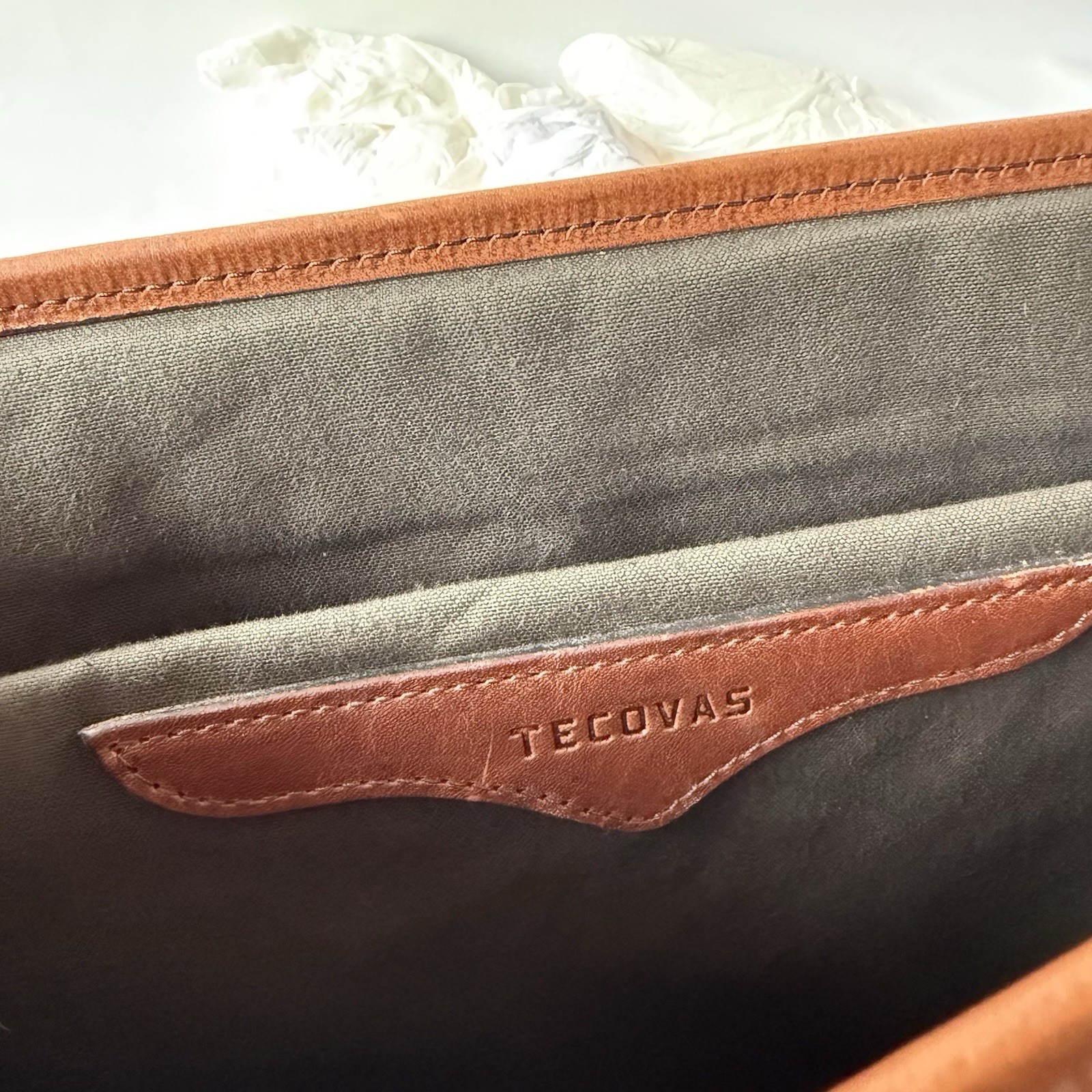 Tecovas Men’s Bartlett Messenger Cognac Brown Cowhide Handmade Leather Bag