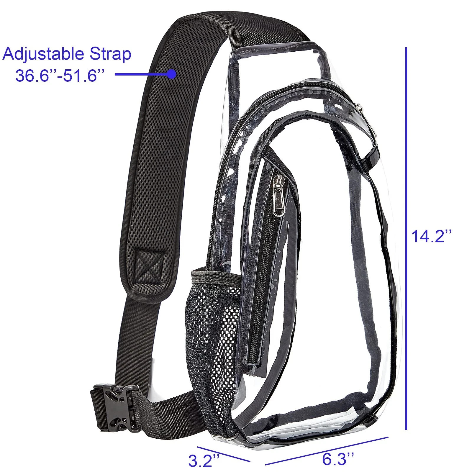 Clear Sling Bag, Stadium Approved Small PVC Crossbody Backpack, Transparent C…