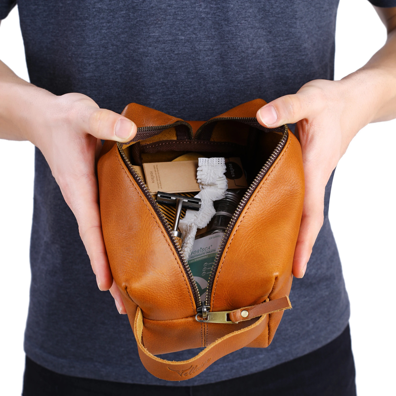VELLAIRE Leather Toiletry Bag, Travel Toiletry Bag For Men, Men’s Toiletry Bag