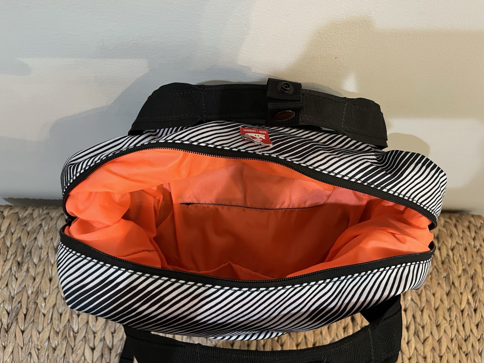 Under Armour Project Rock Box Duffle Backpack Black White Stripe Unisex NWOT