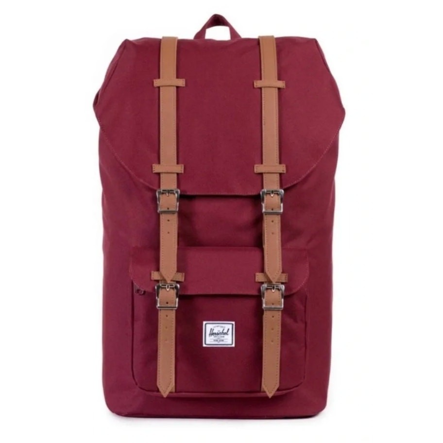 $170 Herschel Supply Co. Little America Maroon Flap Top Drawstring Backpack 30L
