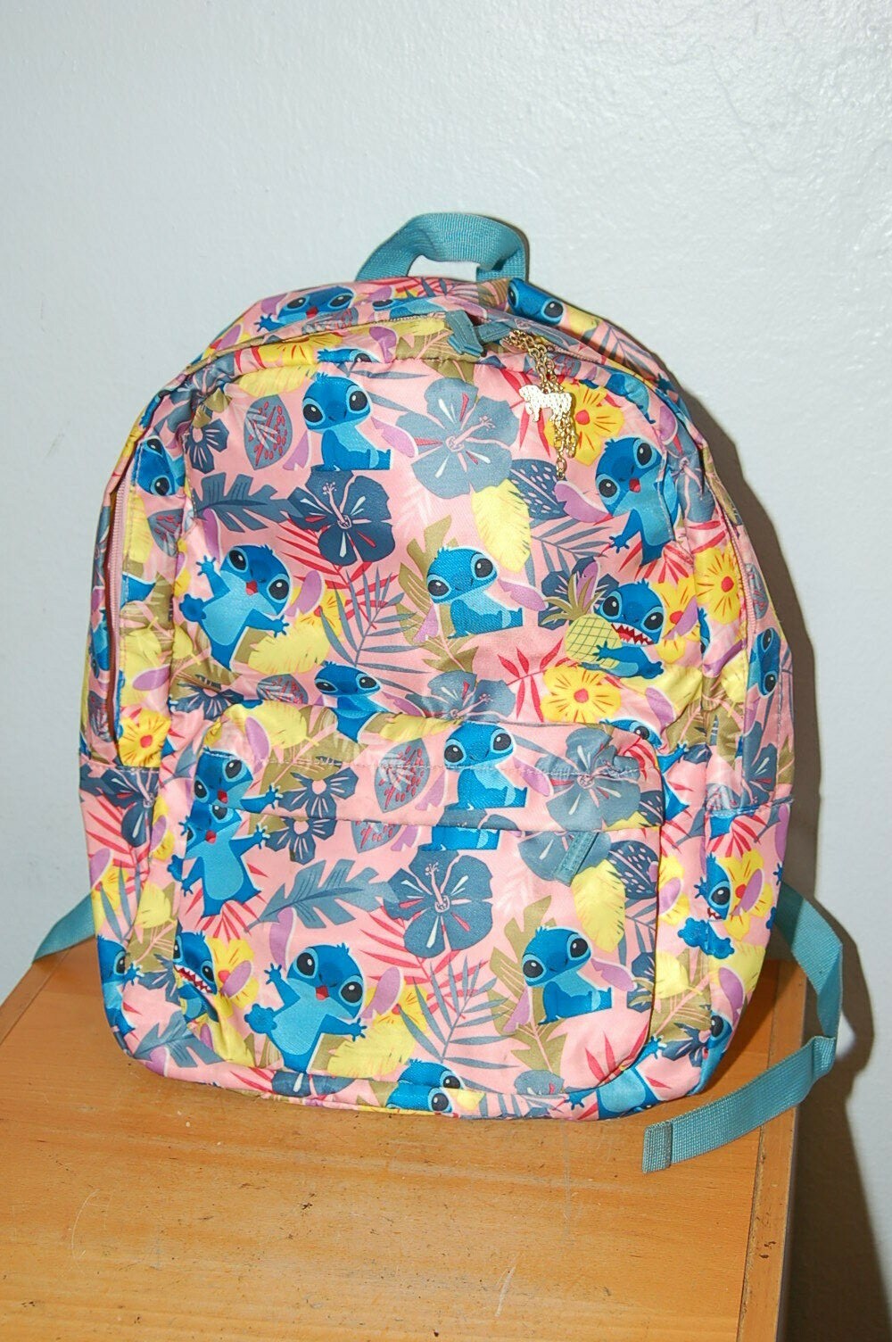 Disney Store Tropical Stitch Pink Backpack Floral School Bag Lilo & Stitch