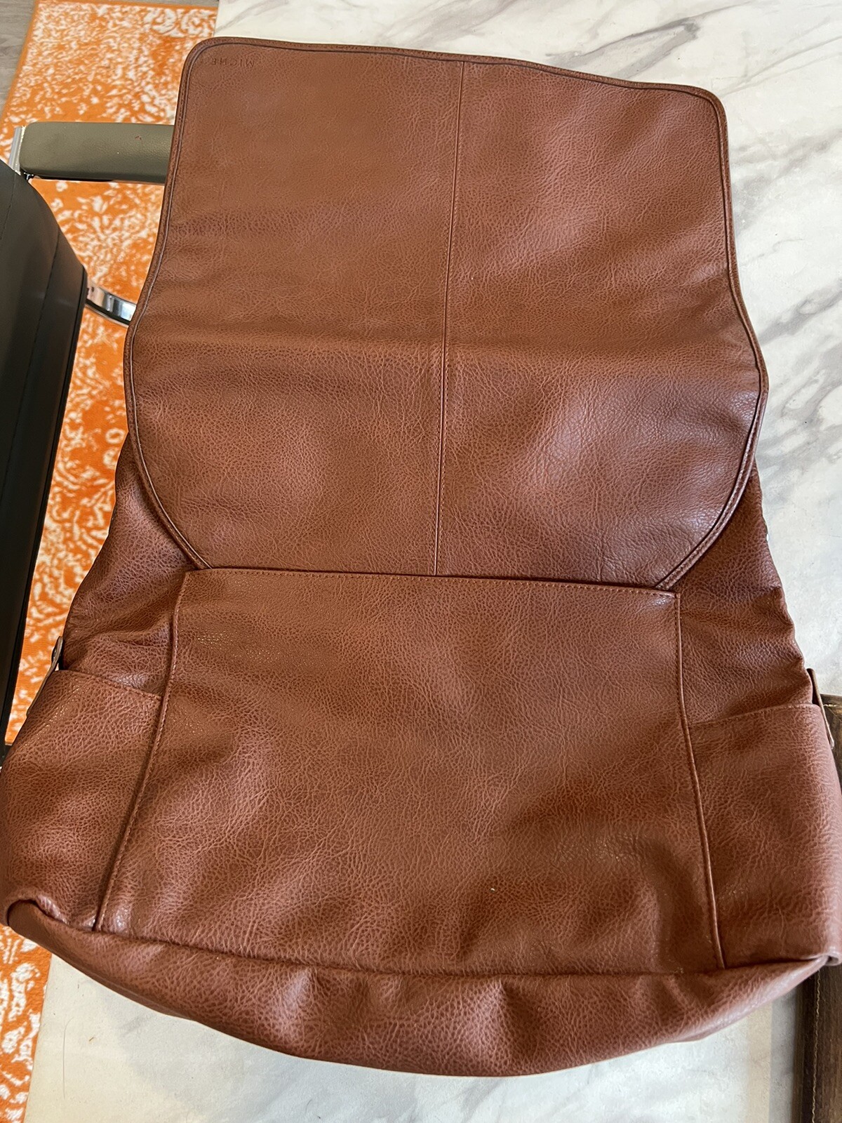 MICHE Distressed Leather Brown Postal Messenger Bag Laptop Briefcase Saddlebag