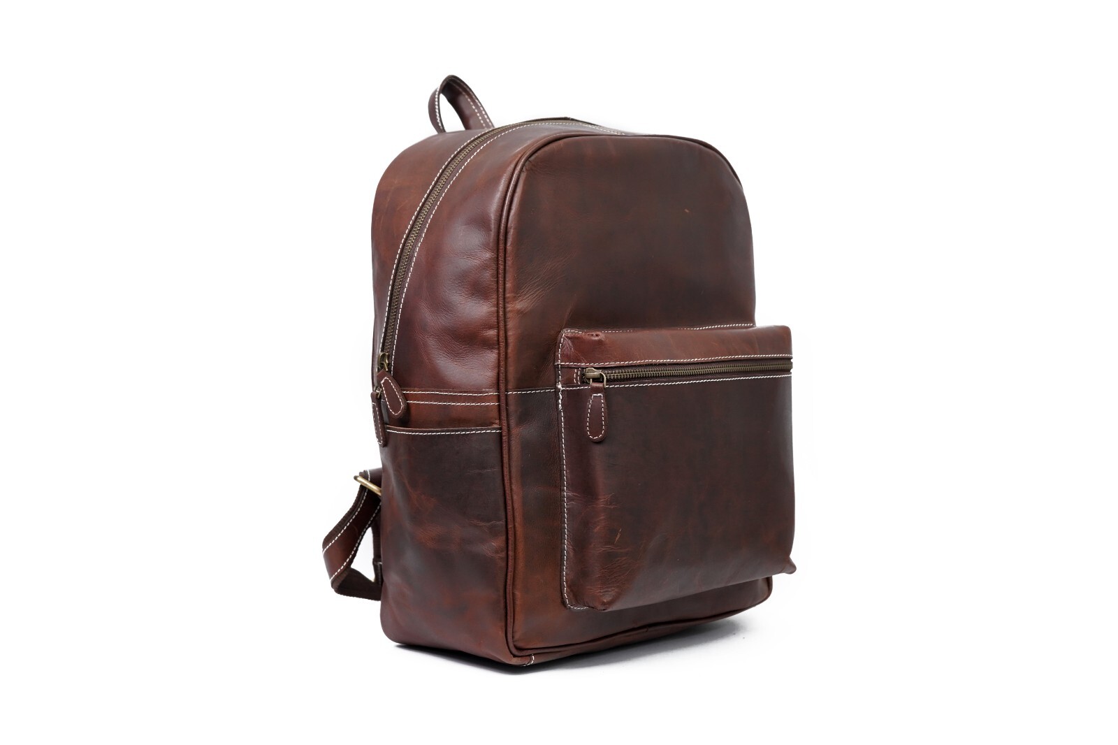 Leather Laptop Backpack Zipper Front Pocket Laptop Sleeve Leather Backpack