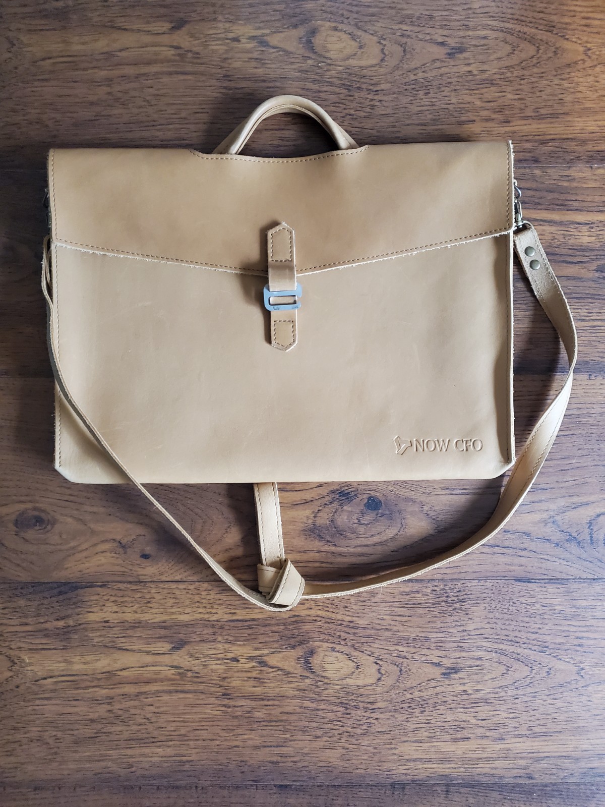 Vtg Rustico Leather Briefcase Messenger Bag Light Brown Removable Strap, Handle