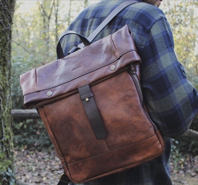 Chiarugi Italian Leather Backpack Brown Luxury Tuscan Work Travel Laptop Durable