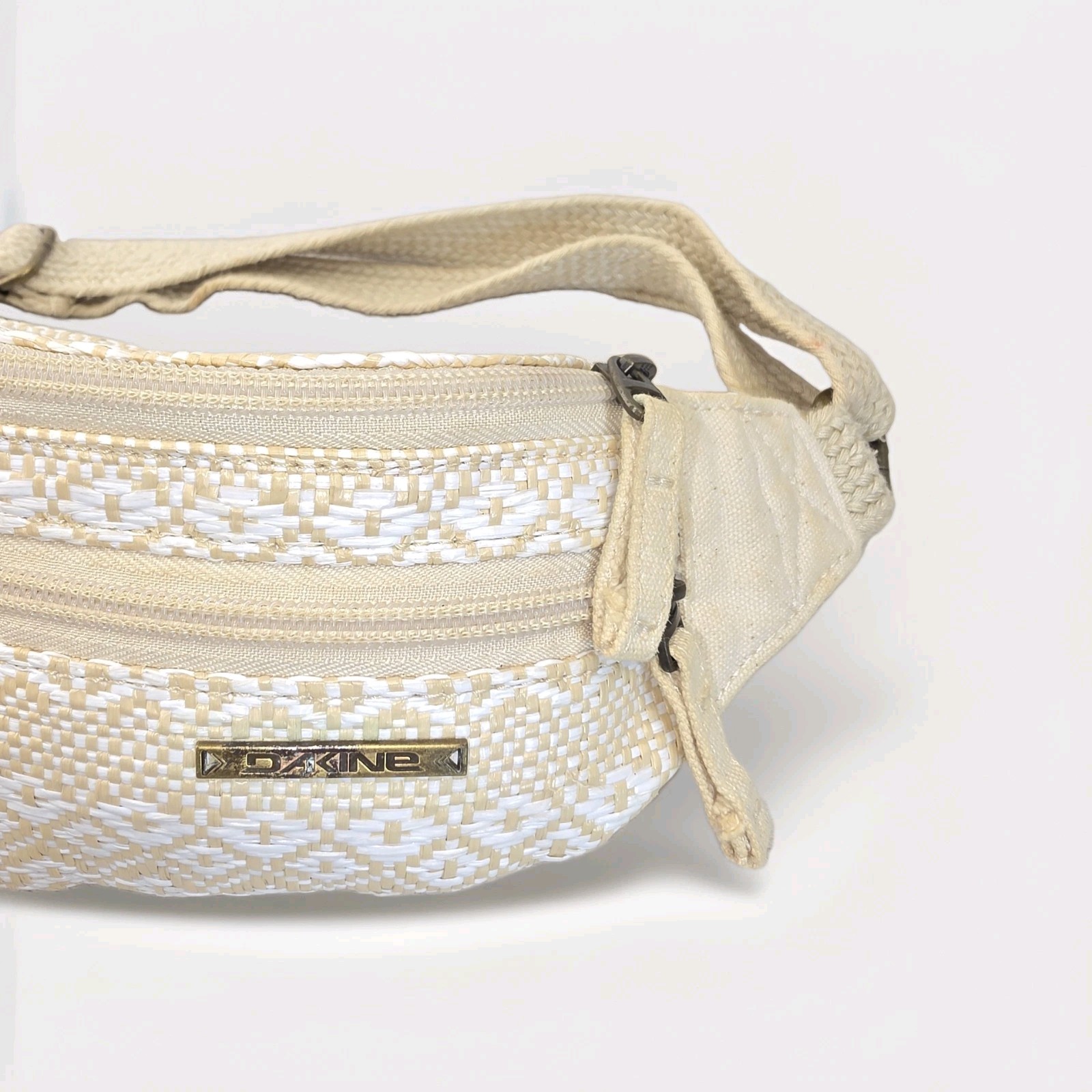 Dakine Gigi Classic Hip Pack Beige White Jute Braid Strap Fanny Fabric y2K Boho