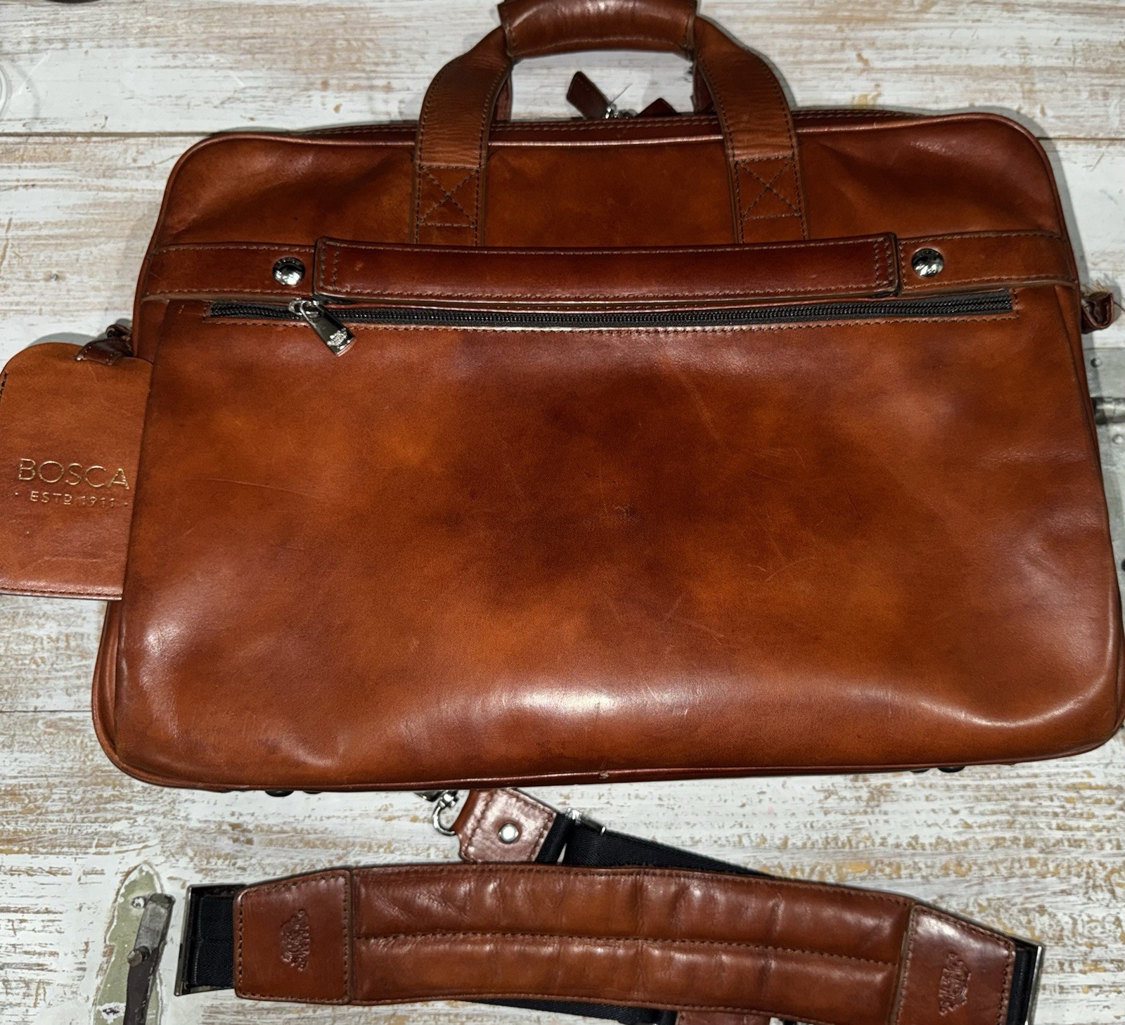Bosca Old Leather/ Stringer Briefcase/ Italian Leather Luxury/ Large Capacity