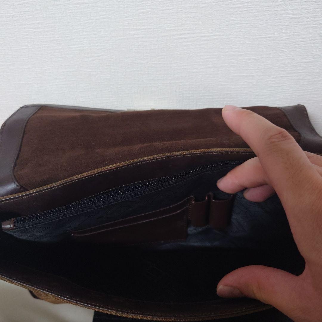 [Good Condition] Dunhill Second Bag Canvas x Leather Brown Flap Lock Hardware