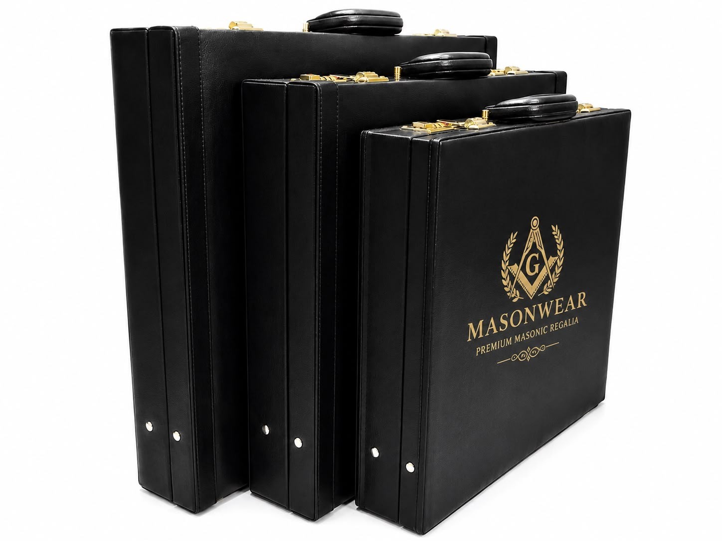 Masonic Regalia Apron Hard Briefcase All Sizes Premium 100%Genuine Black LEATHER