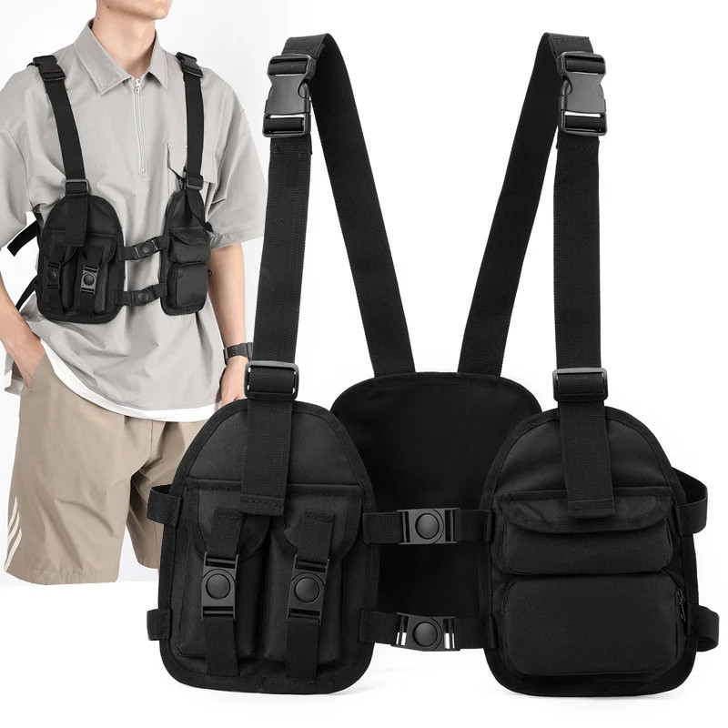 Functional Tactical Chest Bag Exercise Travel Vest Pack Oxford Cloth Vest Storag