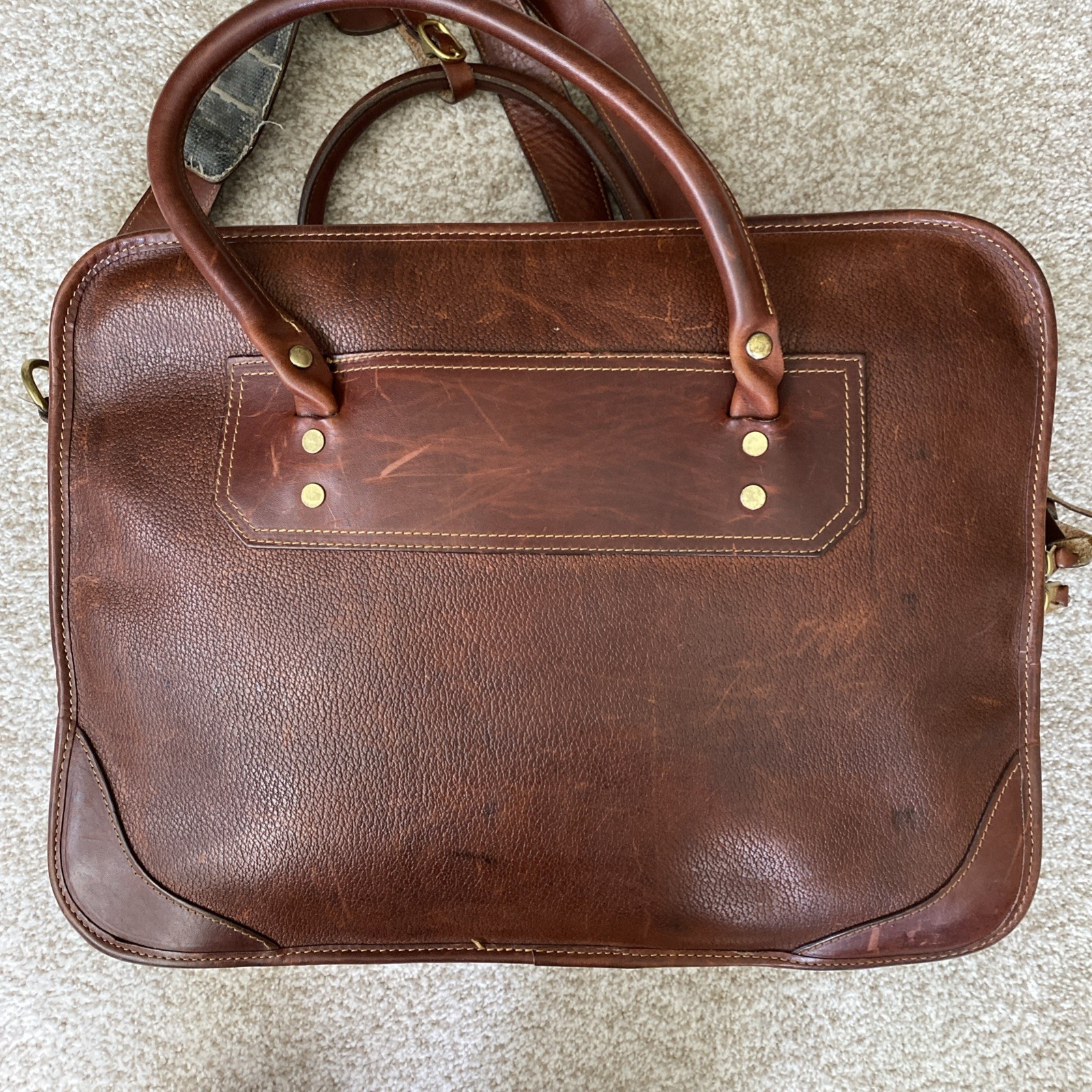 Vtg 2006 Orvis Leather Briefcase with Tag Brown Messenger Bag Computer Traveler