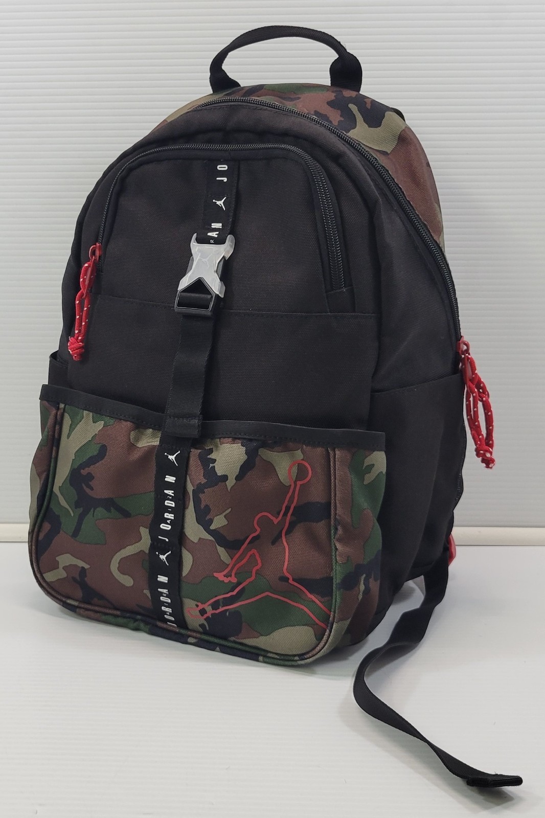 D) Jumpman Air Jordan Black Camouflage Green Camo Child Backpack School Book Bag