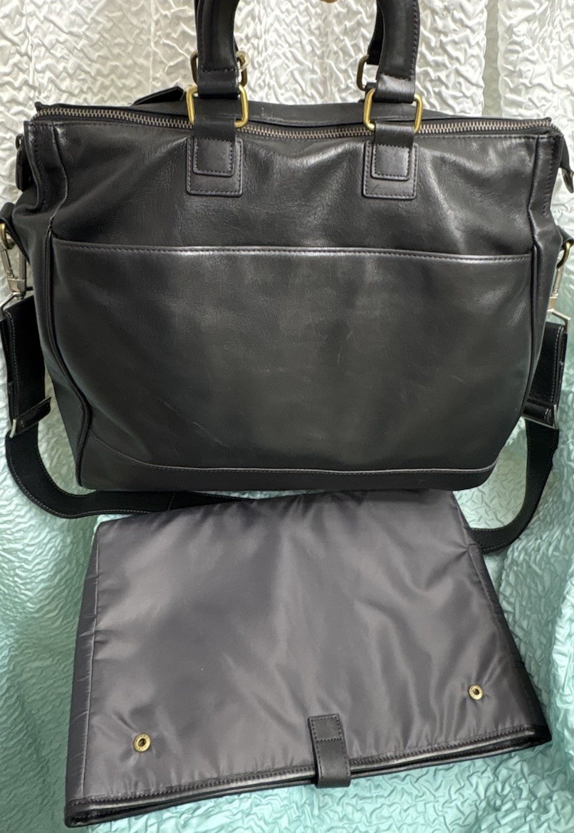 Vintage Leather BOSCA black leather Attache Briefcase travel Bag W/ Laptop Case