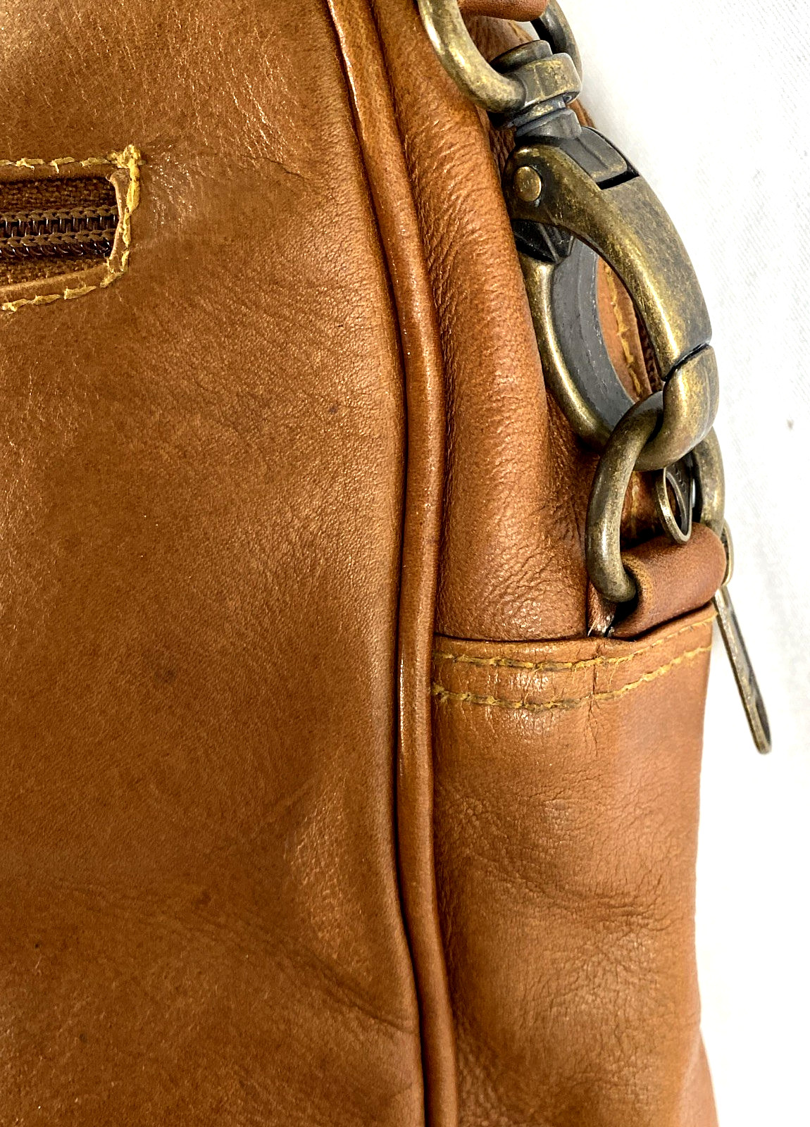 Made In Columbia Brown Leather Bag Unisex Practical Shoulder Strap Top Handle