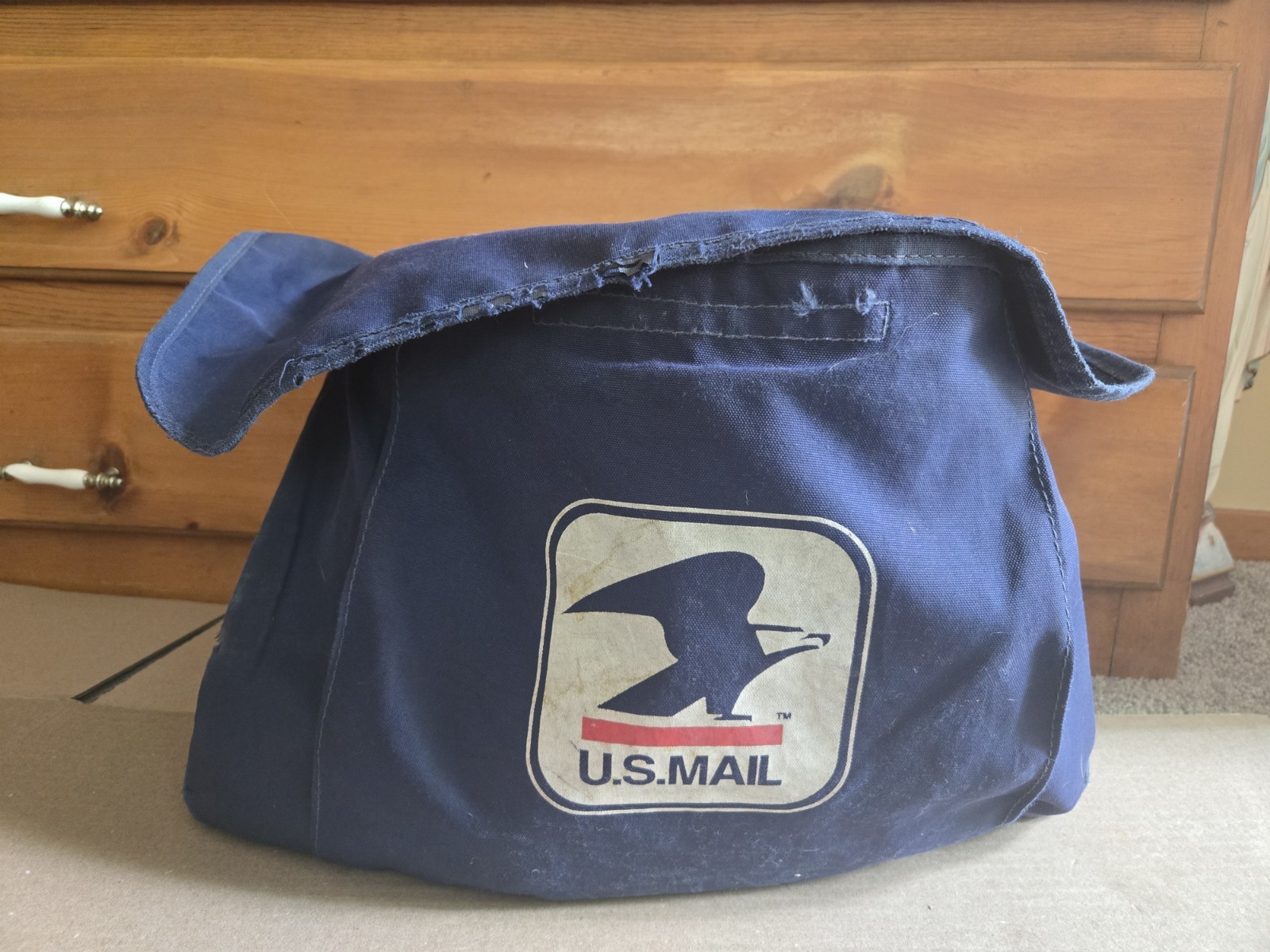 Vintage USPS Mail Carrier Bag Blue Canvas Messenger Satchel NO Strap