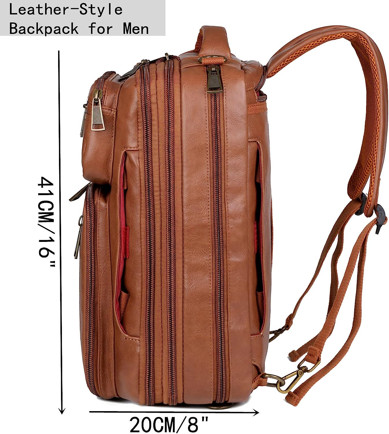 Vegan Leather Laptop Backpack Briefcase Hybrid 15.6 Inch Laptop Travel Backpack